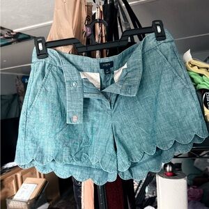 J. Crew Women's Teal Scalloped High Waist Shorts
